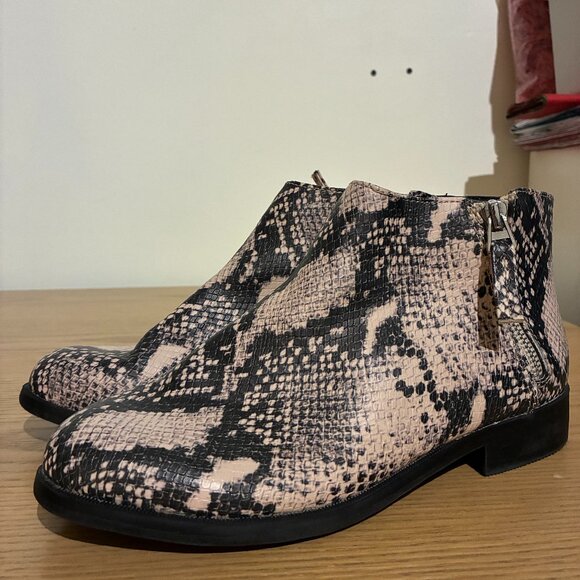 **3 for $20** Time And Tru Faux Snakeskin Ankle Booties - Women's 8 - Picture 1 of 13